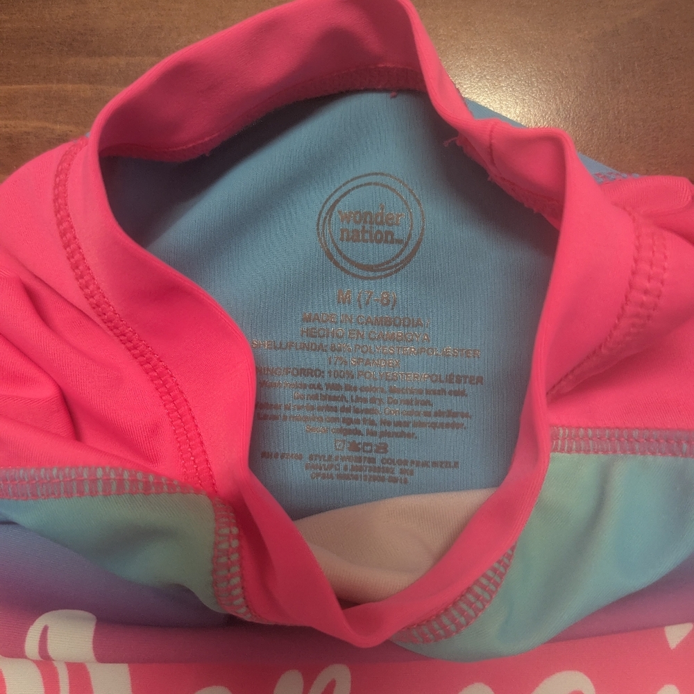 Mermaid at Heart Kids Swim Shirt - Pink and Blue - Picture 3 of 4